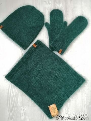 Комплект шапка+хомут +варежки