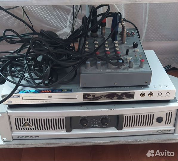 Пассивные колонки, усилитель, микшер