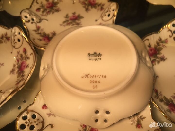 Сервиз столовый десертный антикварный с розами 7 п