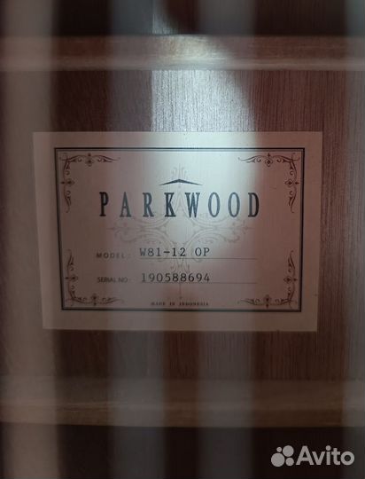 12-ти струнная гитара Parkwood w81-12 op