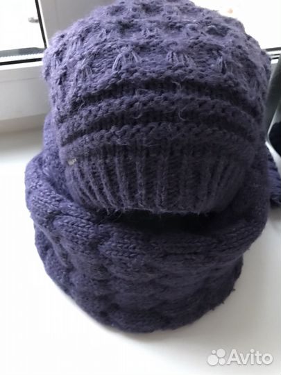 Комплект шапка, снуд зимние