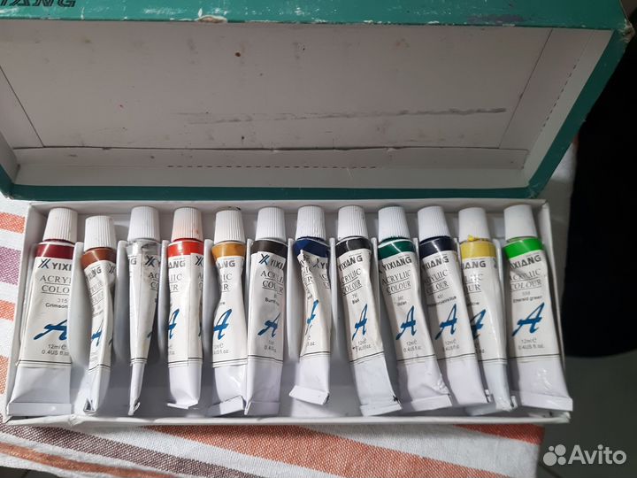 Акриловые худож. краски для дизайна ногтей б/у