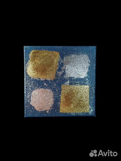 Картина маслом на холсте лотос с поталью