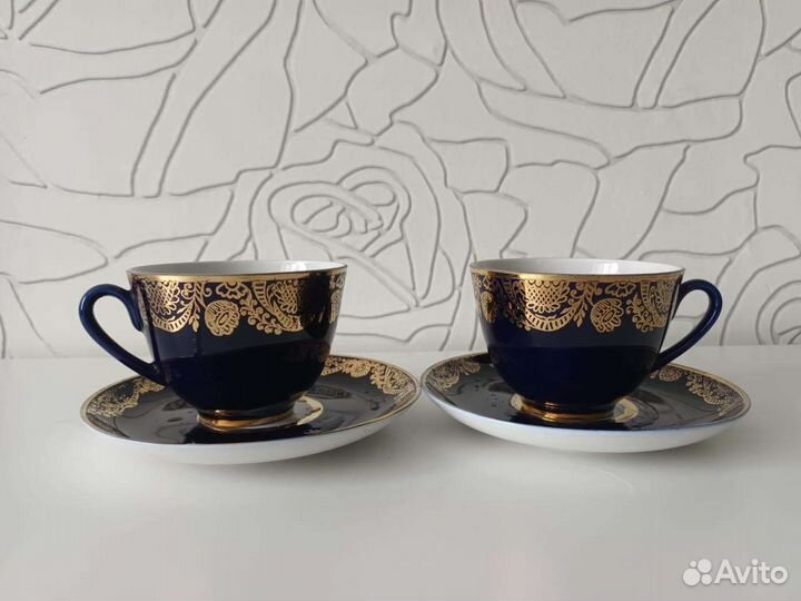 Фарфор лфз, чайная и кофейная пара, блюдца