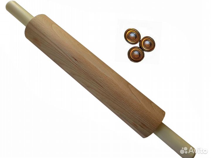 Скалка для теста деревянная 30-7,5см