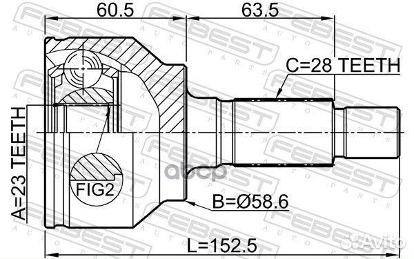 ШРУС наружный 23X58.6X28 mazda 3 BL 08- 0510BLA