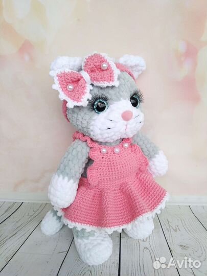 Мягкая игрушка Кошка вязаная крючком