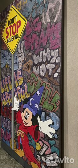 Большая картина Граффити Поп Арт на холсте Микки