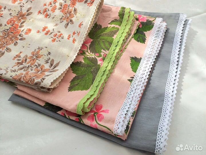 Короткие,льняные,винтажные занавески.Новые и бу