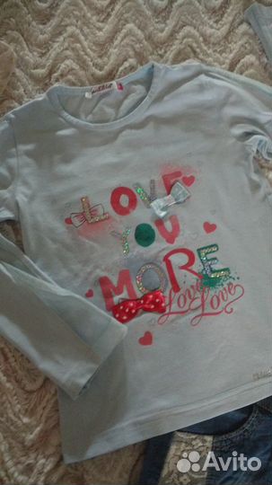 Джинсовый сарафан и кофта Турция 116 см, летний ко