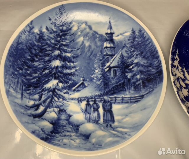 Настенные немецкие Тарелки Зима. Винтаж. Фарфор