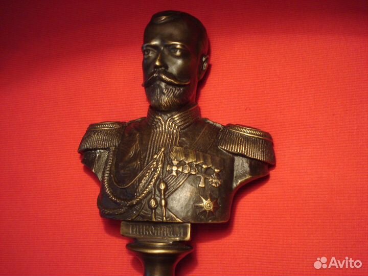 Бюст Николай 2 Царь Император 1904г Бронза Генерал