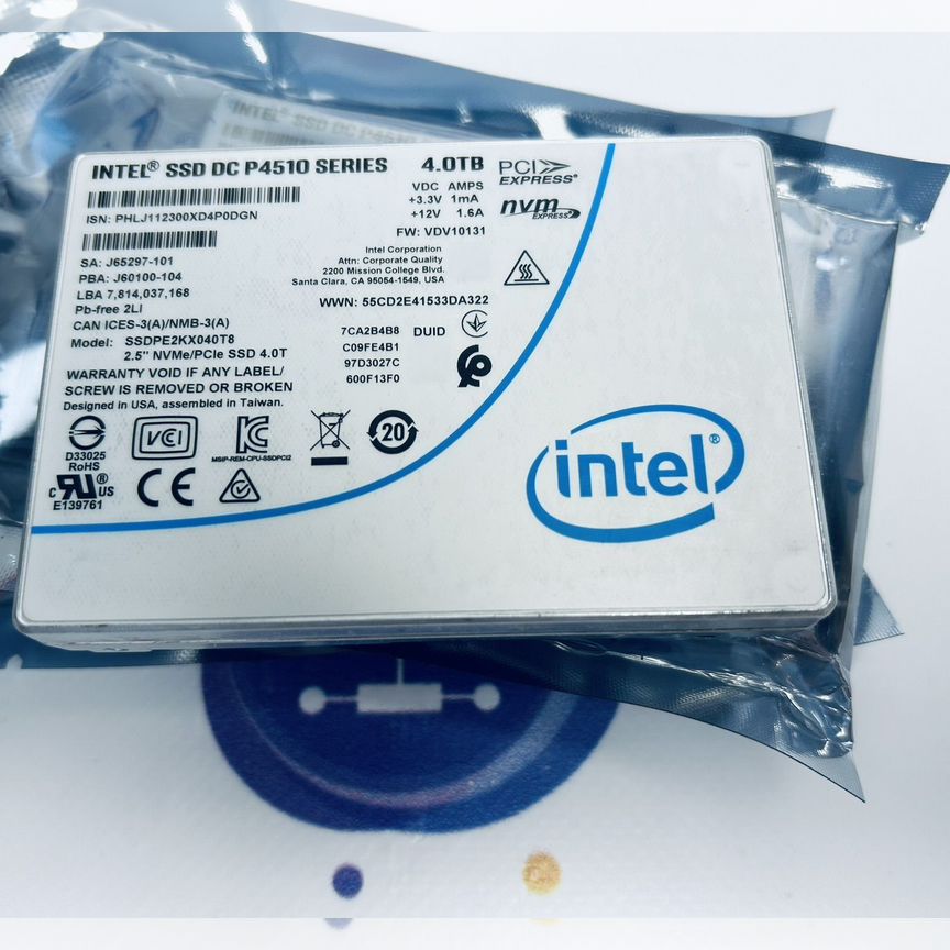 [P4510] Серверные Ssd Intel 4.0tb Ssdpe2kx040t8l1 P4510