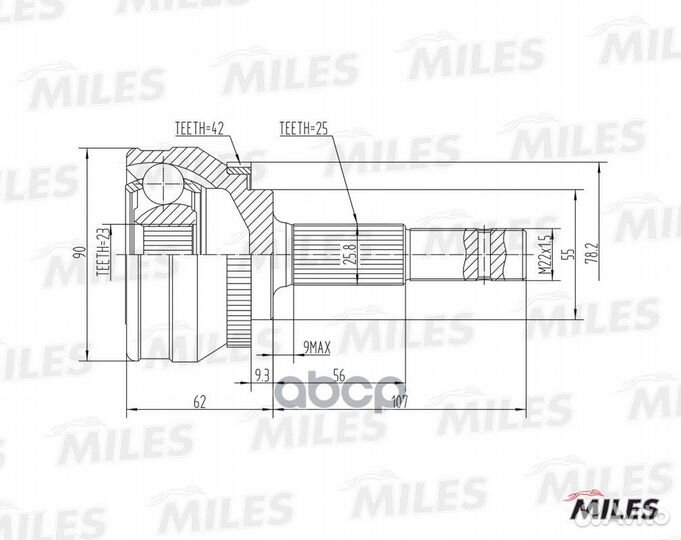 ШРУС nissan sunny 1.6-2.0 90-95 нар.(ABS) ga20336