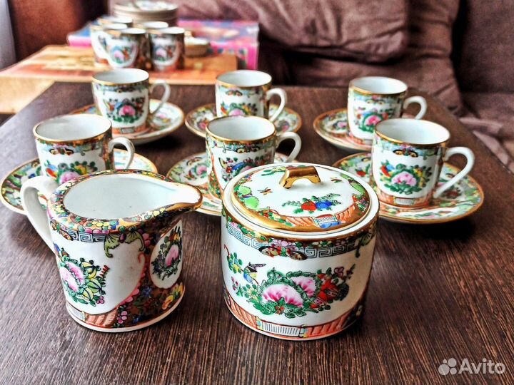Кофейный сервиз Китайская роза Hand-painted decor