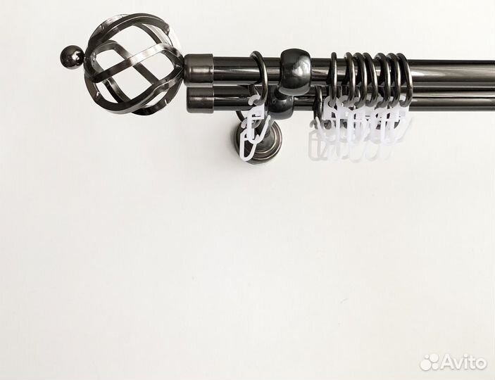 Карниз кованый для штор двойной, 300 см, оникс