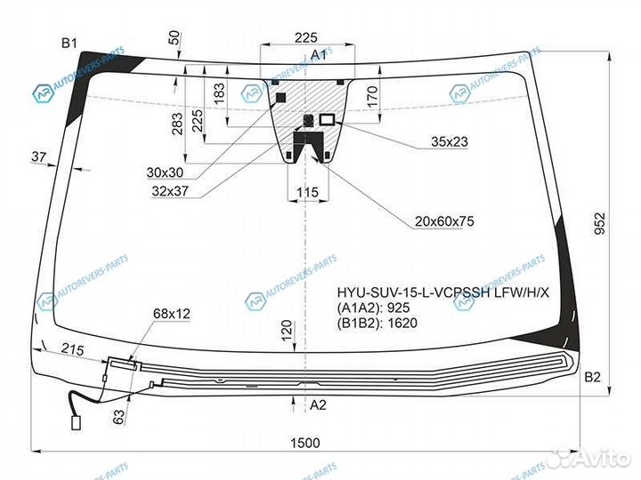 HYU-SUV-15-L-vcpssh lfwhx Стекло лобовое с обогрев