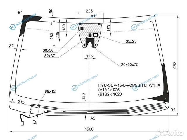 HYU-SUV-15-L-vcpssh lfwhx Стекло лобовое с обогрев