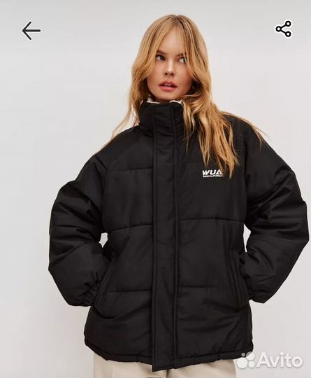 Куртка оверсайз двухсторонняя унисекс,чёрная L