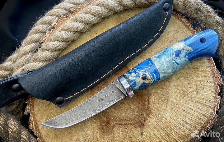 Шейный мини нож для городского ношения из дамаска