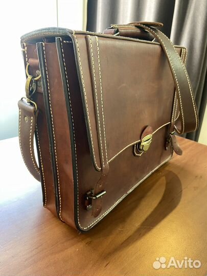 Мужской кожаный портфель ручной работы