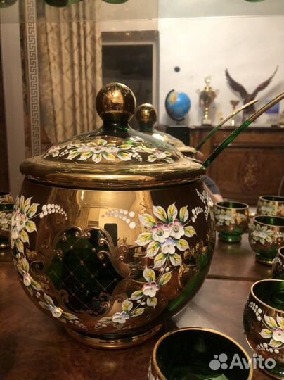 Крюшонница Чехия. Богемское стекло