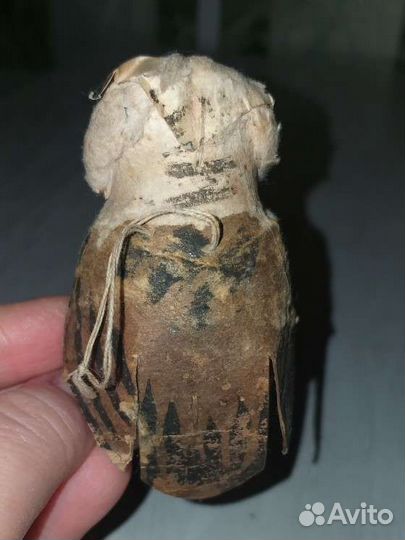 Старинная ватная елочная игрушка,Сова