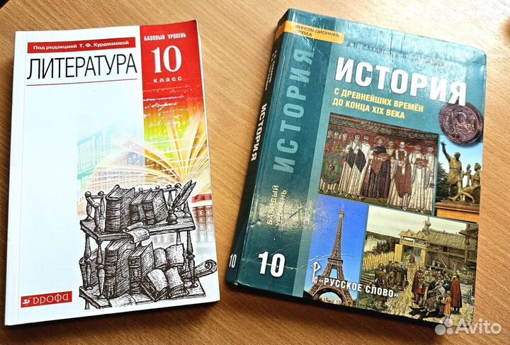 Учебники история 10 класс и литература 10 класс
