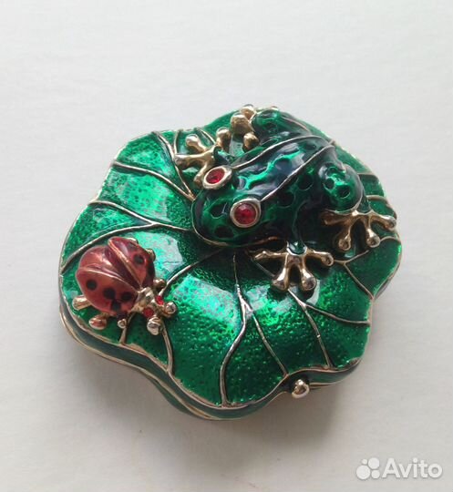 Шкатулка Лягушка с эмалью