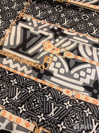 Шелковый платок шаль Louis Vuitton серый