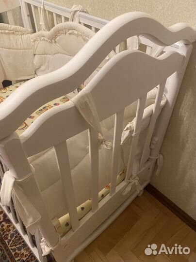 Детская кроватка 120х60 с матрасом и бортиками