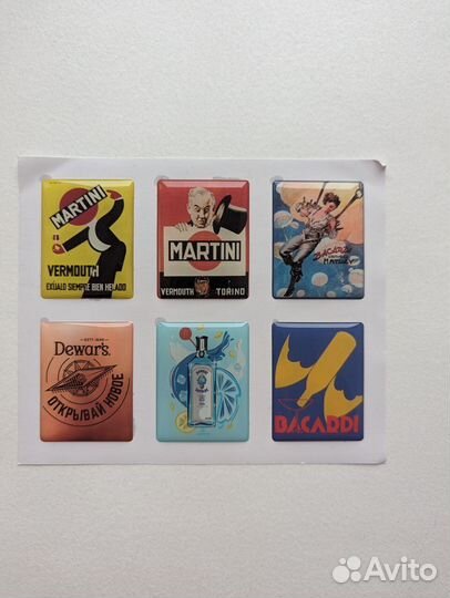 Объемные стикеры 3D наклейки Martini Bacardi