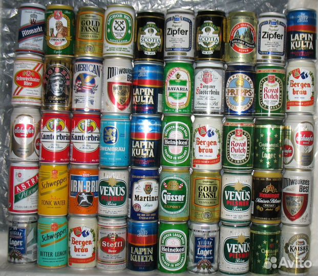 Пивные банки алюминиевые 80 х 90 годов, этикетки