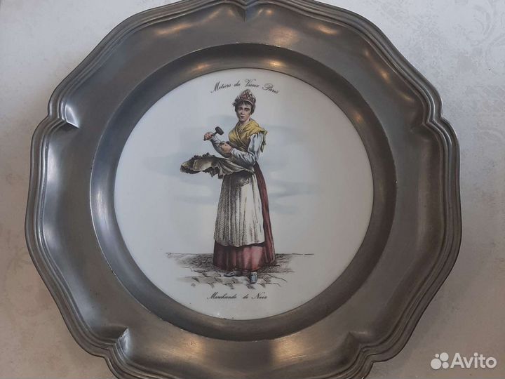 Декоративная олавянная тарелки лимуж Франция