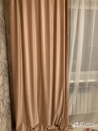 Комплект бархатных штор 290х150см, Персиковый