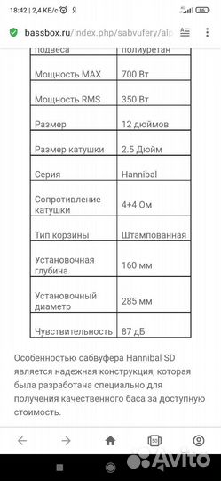 Сабвуфер Alhard Hannibal SD-124