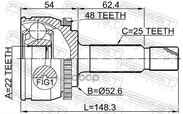 Шрус наружный 22X52.6X25 2210rioa48 Febest