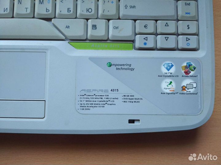 Ноутбук, Acer Aspire 4315, 1,7GHz, DDR2Gb, SSD120
