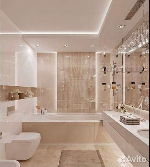 Зеркало парящее с подсветкой в ванную