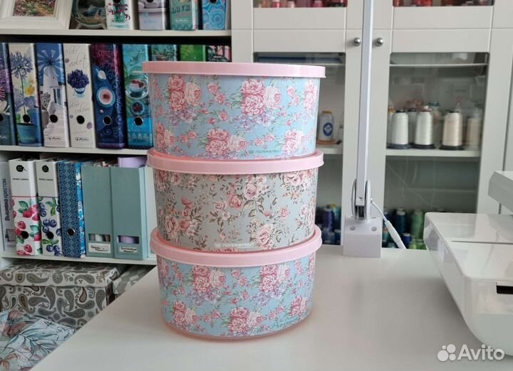 Коробки 3шт для хранения круглая с крышкой