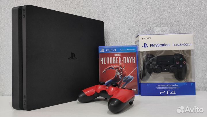 Sony PS4 Slim + 96 игр и 2 геймпада