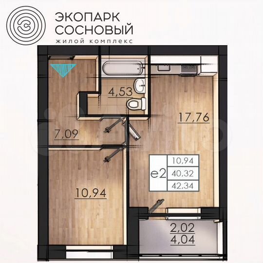1-к. квартира, 40,1 м², 3/4 эт.