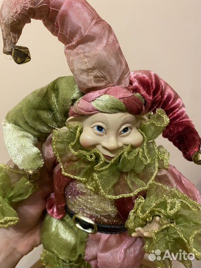 Кукла интерьерьерная новогодняя игрушка Шут