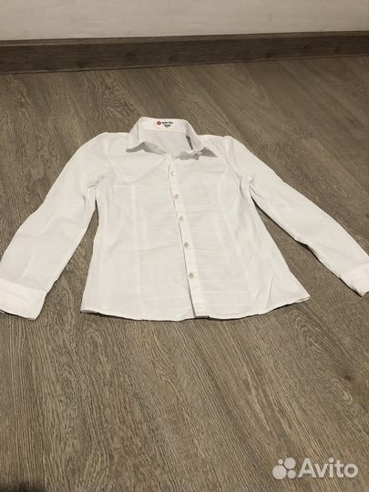 Рубашка для девочки 140 button blue