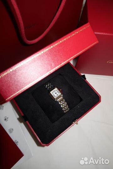 Часы cartier panthere mini/small серебро-золото