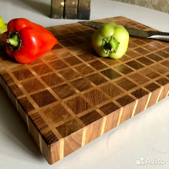 Торцевая разделочная доска. Дубовая