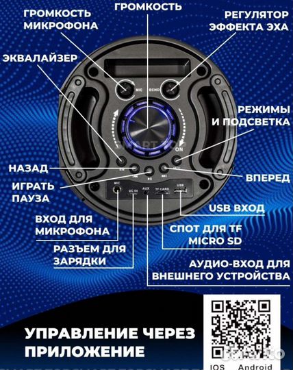 Колонка блютус с караоке 6201