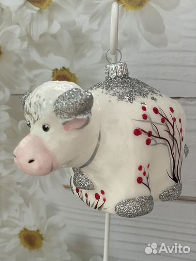 Елочная игрушка Ариель, бычок Снежок