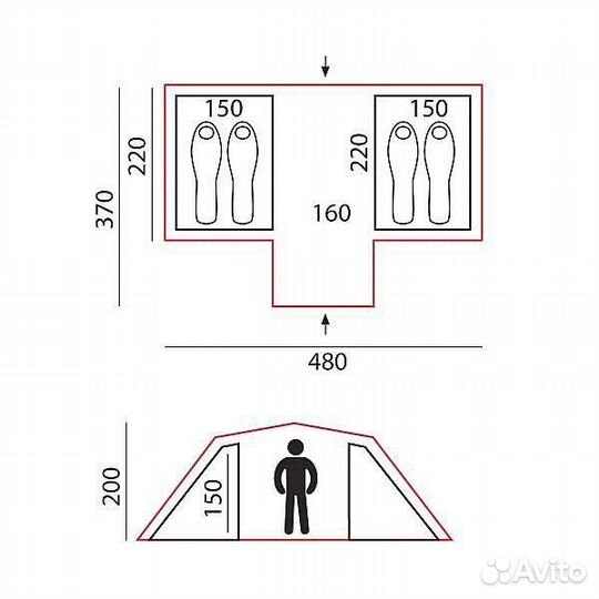 Палатка 4 местная с тамбуром