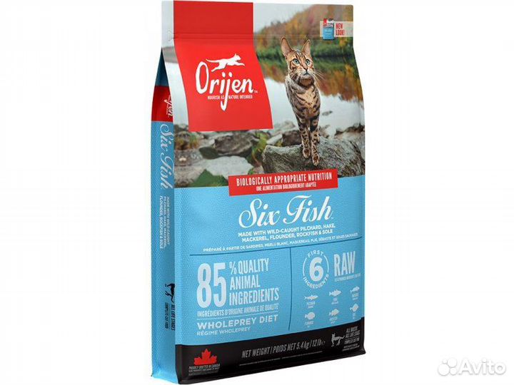 Orijen SIX fish CAT. Ориджен корм для кошек и кото